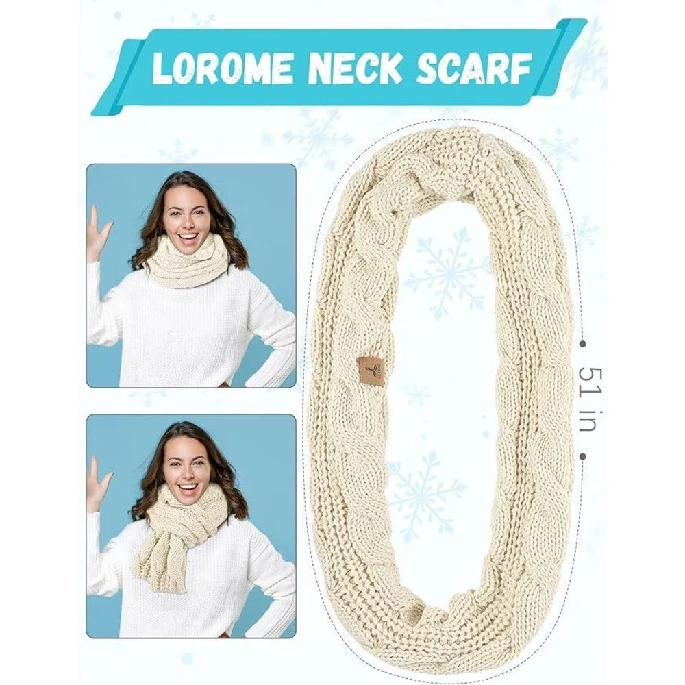 MSRP $31 Winter Beanie Hat Scarf Gloves Set Warm Fleece Knit Hats Touch Screen